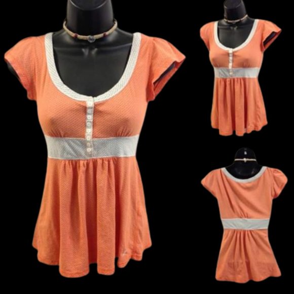 ---  Orange Fitted Vintage Inspired Top Size Small  (FLAW) - Picture 2 of 3